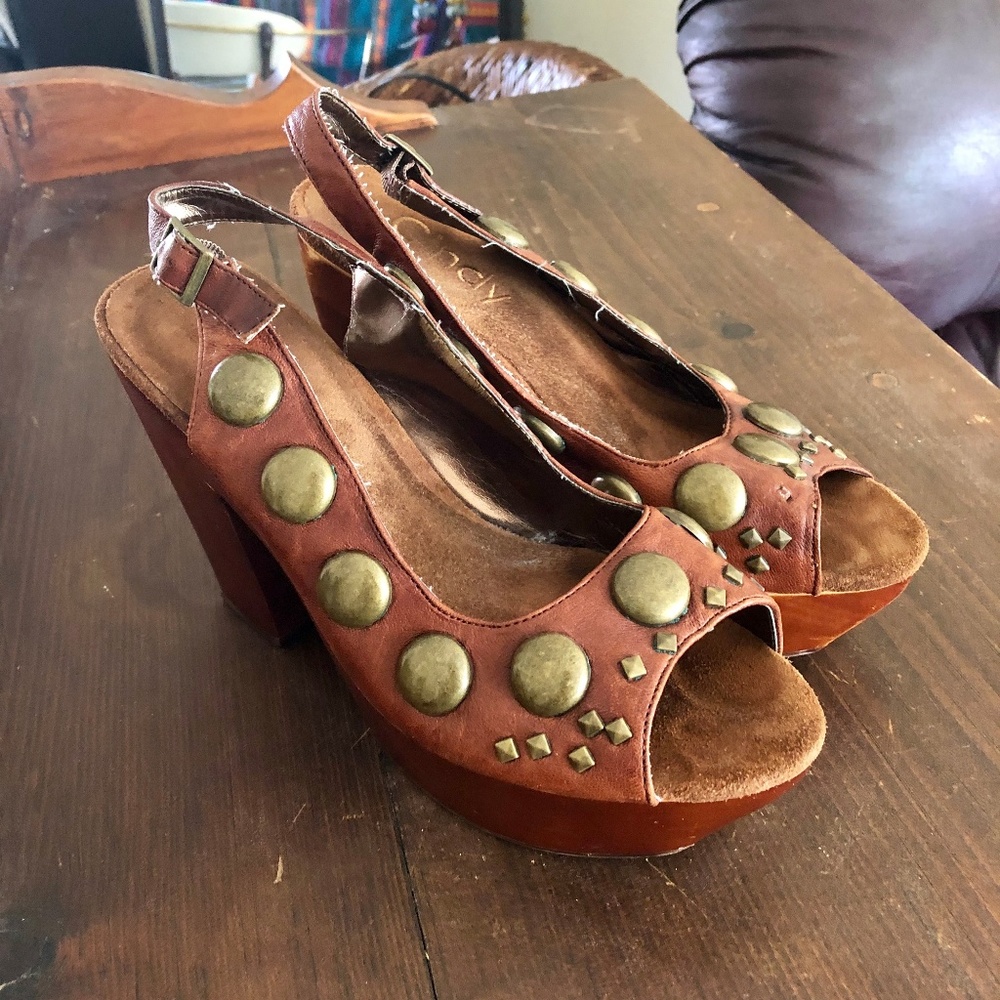 Brown platform shoes